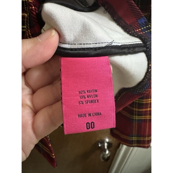 Torrid Betsey Johnson Blazer Women 00 Red Plaid Preppy Academia Jacket M/L *READ - Picture 10 of 12